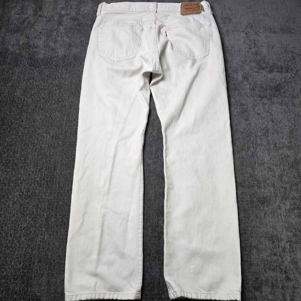 Vtg Y2K Levis 501 Jeans Mens 33x30 White Preppy Grunge Emo Punk Norm Button Fly